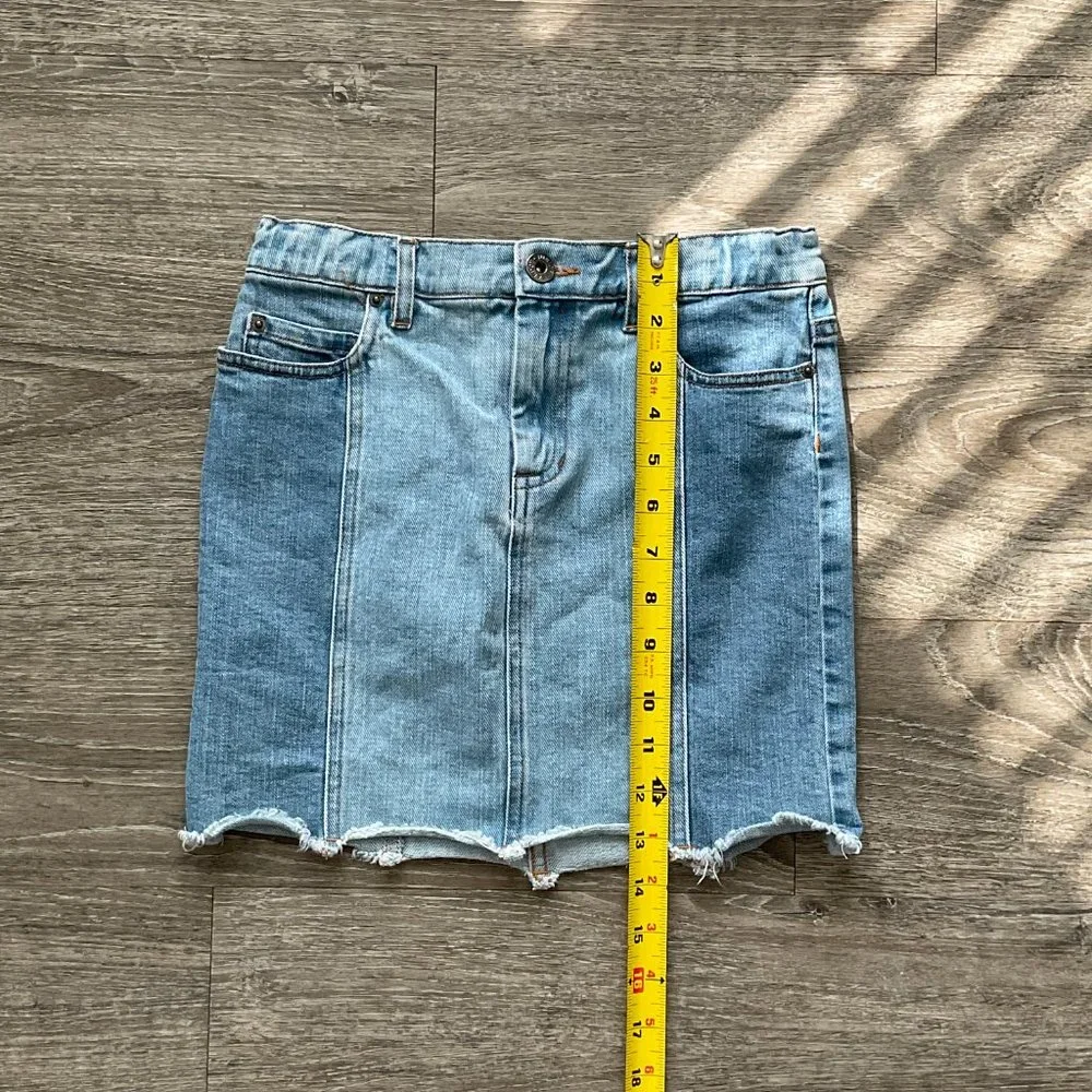 Bardot Junior Denim Skirt Blue Jean Raw Hem Girls Size‎ 14